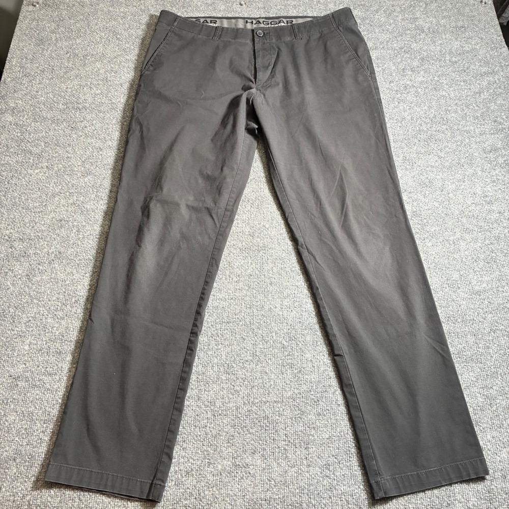 Haggar Weekend‎ Khakis In Motion Pants Mens 38x34 Gray Stretch Straight